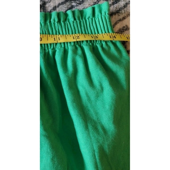 J Crew Skirt Women Kelly Green Linen Paper Bag Waist Pleated Mini Preppy Size 6 - Picture 6 of 9